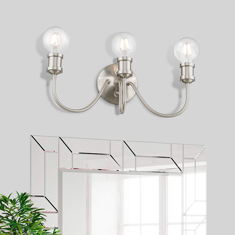 Image 1 Lansdale 3 Light Brushed Nickel Vanity Sconce