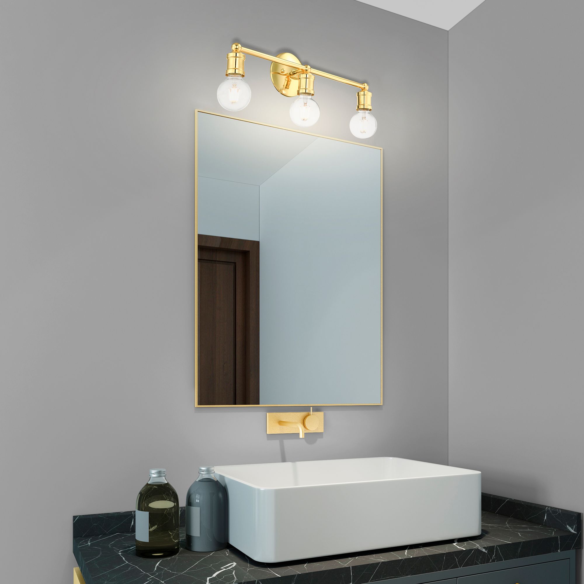 Lansdale 3 Light Polished Brass Bath Vanity