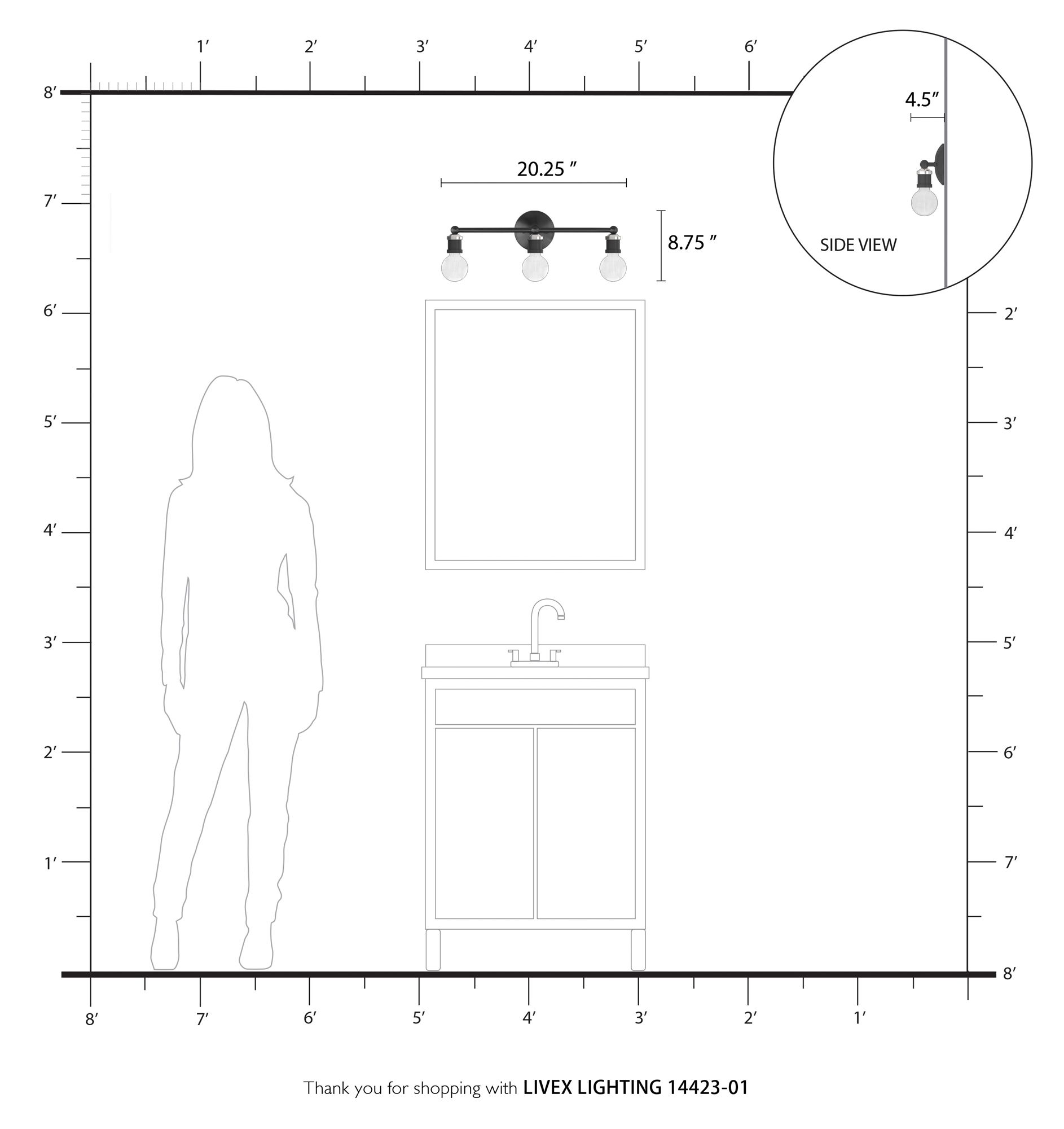 Lansdale 3 Light Satin Brass ADA Vanity Sconce