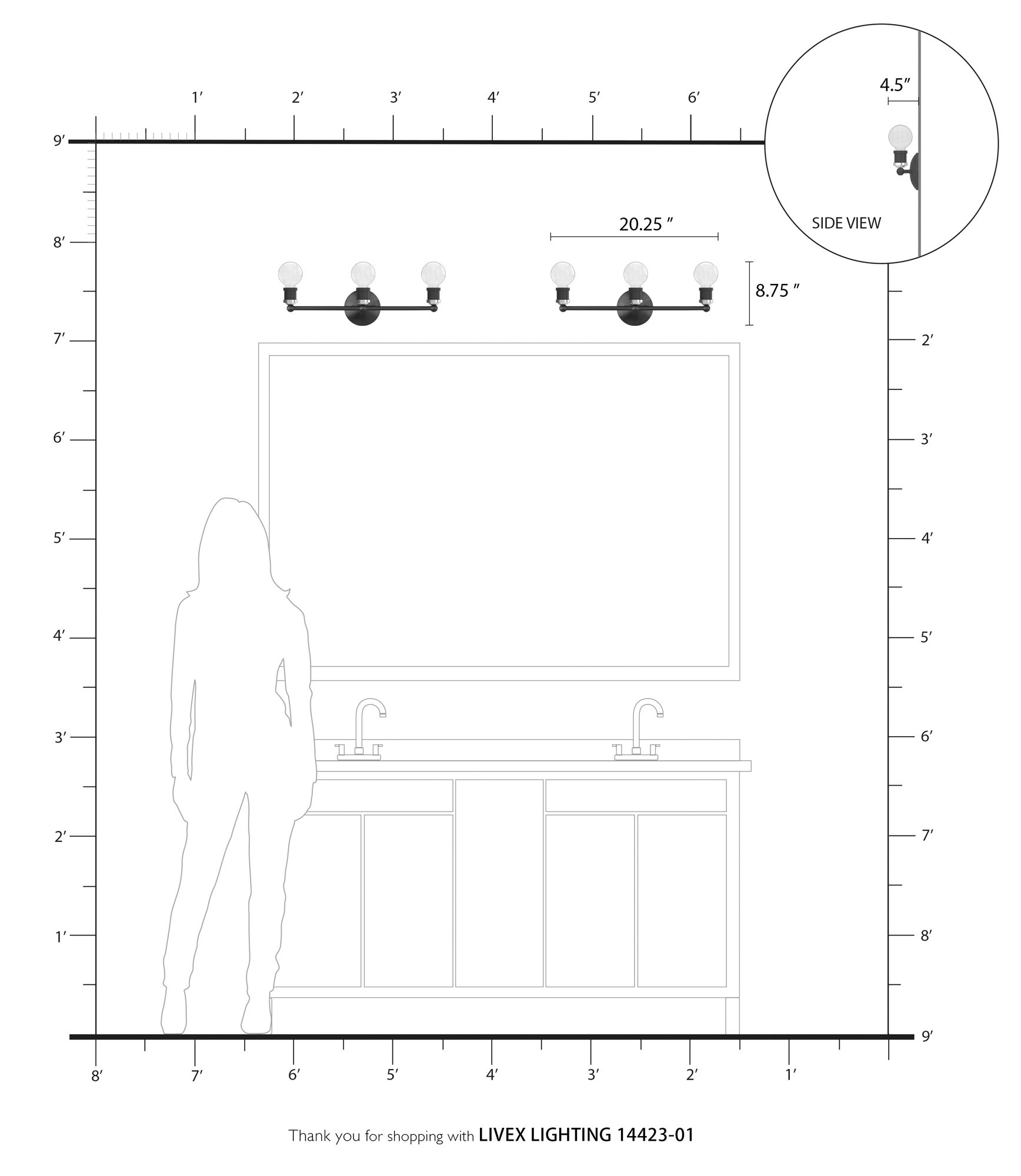 Lansdale 3 Light Satin Brass ADA Vanity Sconce