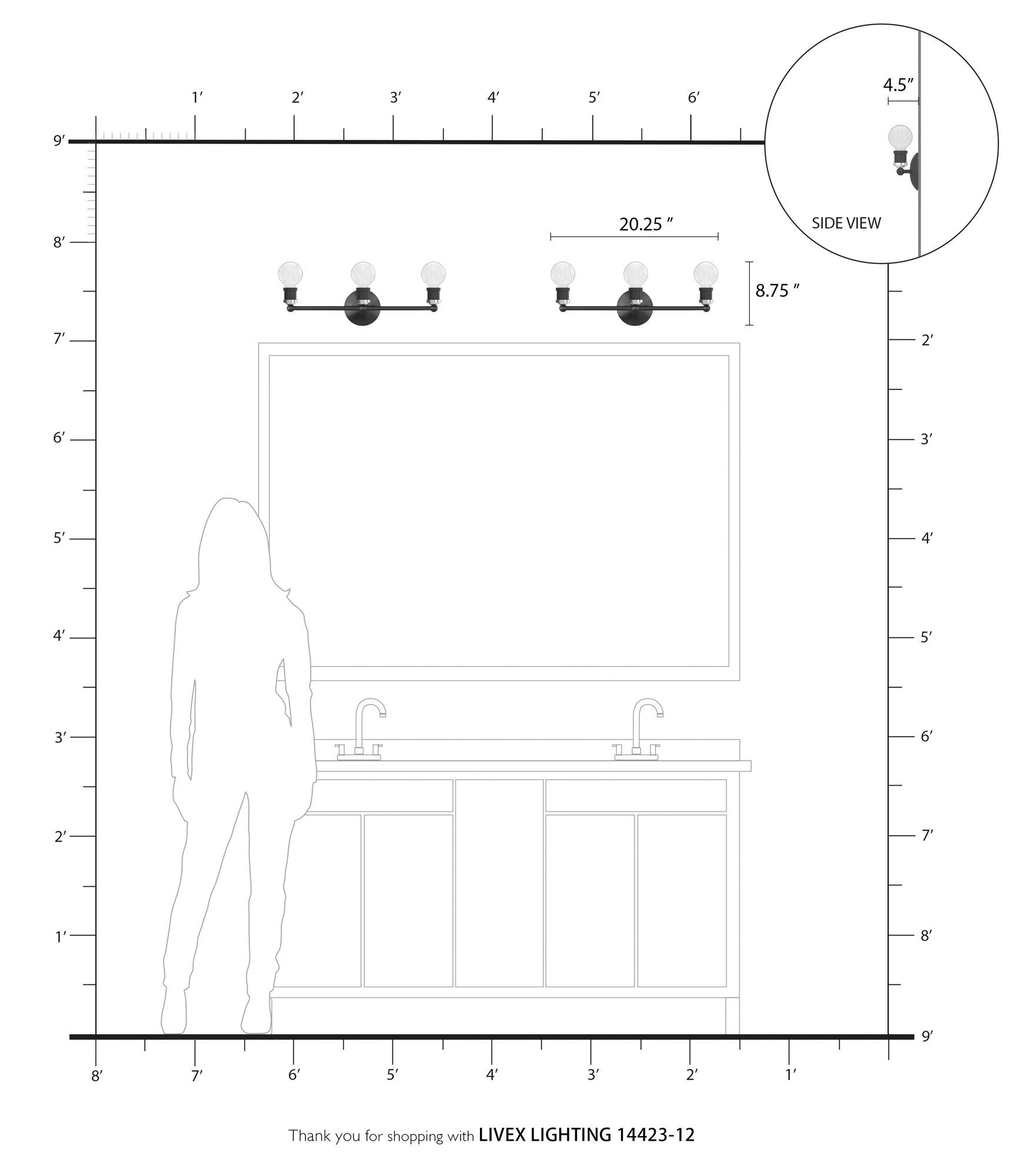Lansdale 3 Light Satin Brass ADA Vanity Sconce