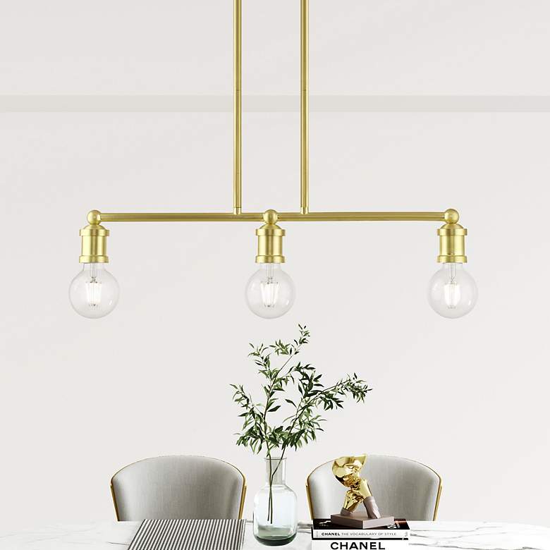 Image 1 Lansdale 3 Light Satin Brass Linear Chandelier