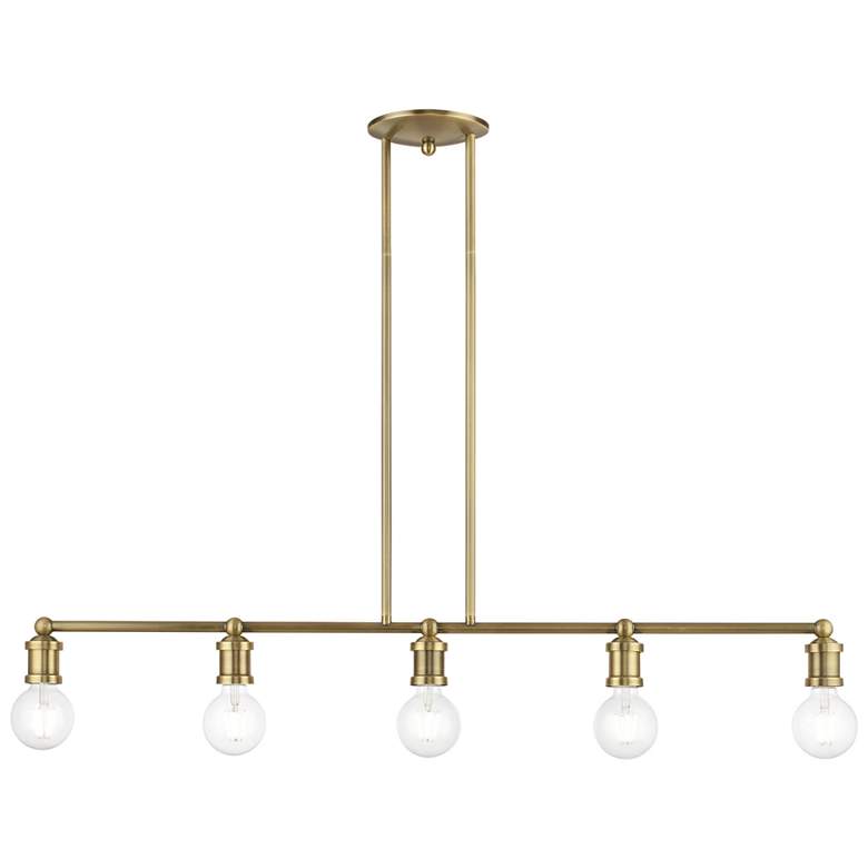 Image 1 Lansdale 5 Light Antique Brass Large Linear Chandelier
