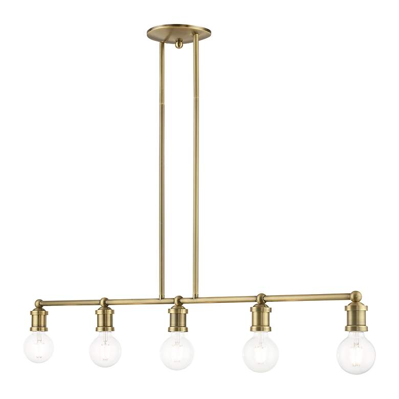 Image 4 Lansdale 5 Light Antique Brass Large Linear Chandelier more views