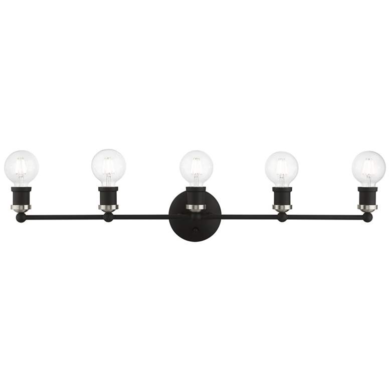 Image 1 Lansdale 5 Light Black Large ADA Vanity Sconce with Brushed Nickel Accents