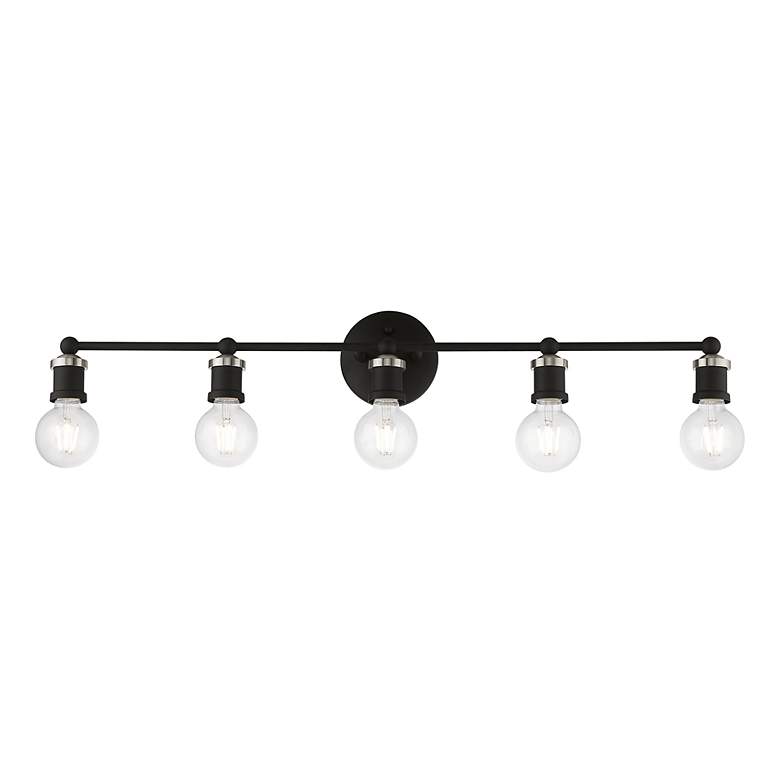 Image 4 Lansdale 5 Light Black Large ADA Vanity Sconce with Brushed Nickel Accents more views