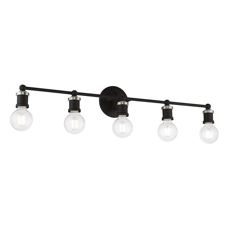 Image 6 Lansdale 5 Light Black Large ADA Vanity Sconce with Brushed Nickel Accents more views