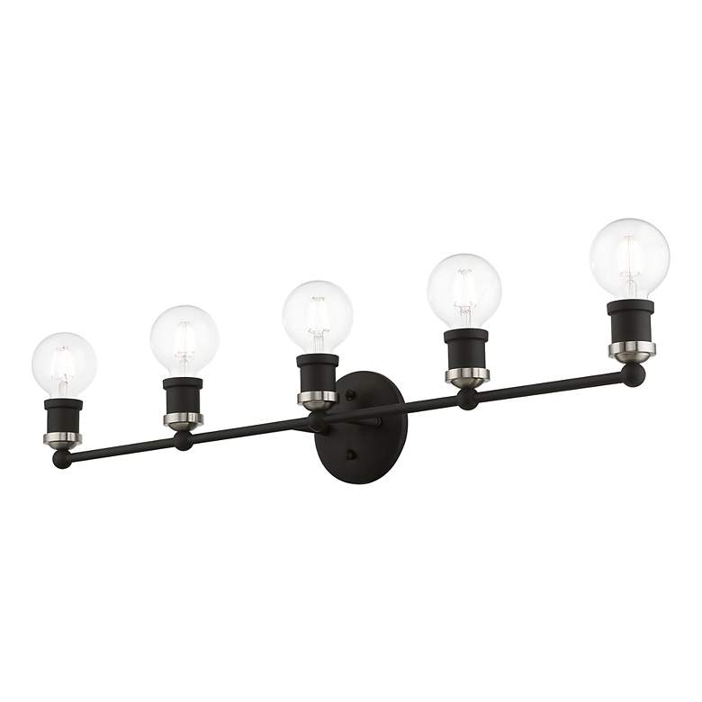 Image 7 Lansdale 5 Light Black Large ADA Vanity Sconce with Brushed Nickel Accents more views