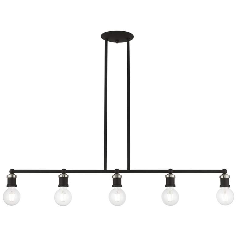 Image 1 Lansdale 5 Light Black Large Linear Chandelier with Brushed Nickel Accents