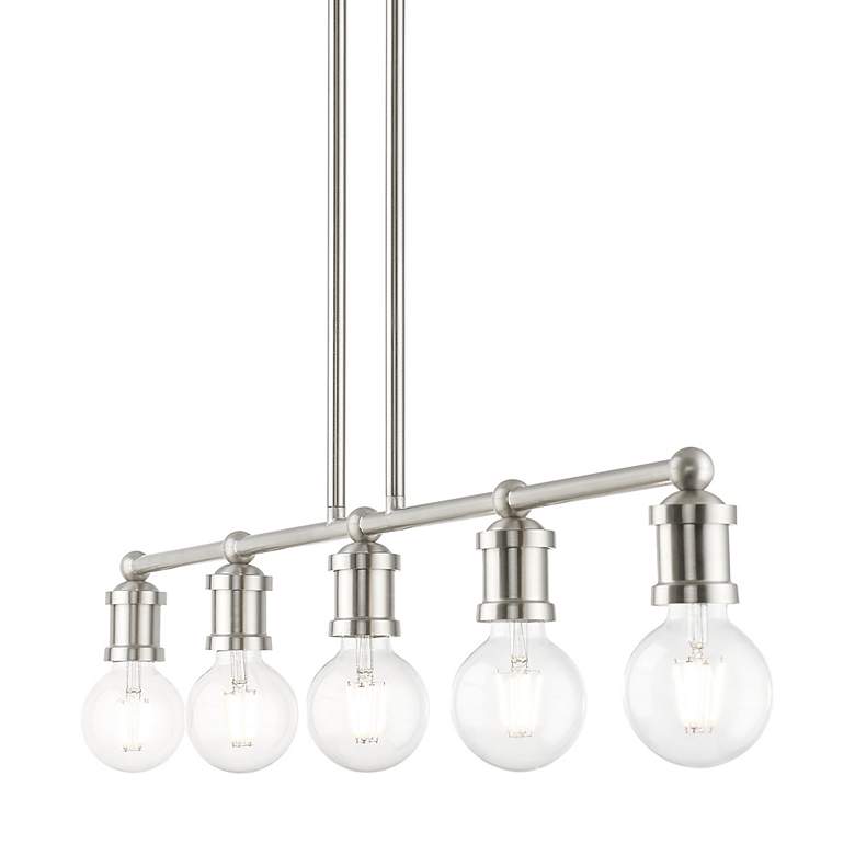Image 6 Lansdale 5 Light Brushed Nickel Large Linear Chandelier more views