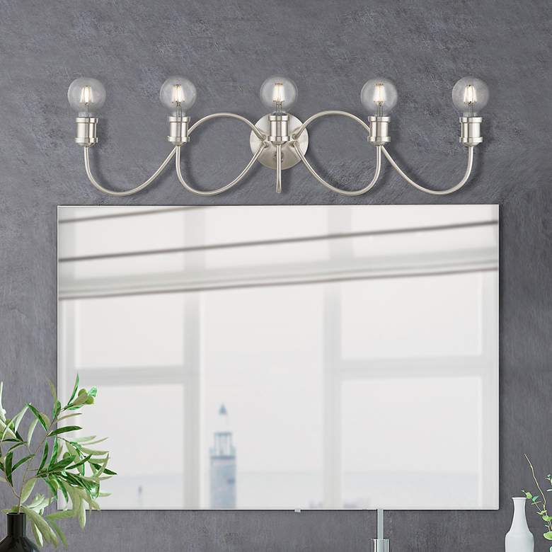 Image 1 Lansdale 5 Light Brushed Nickel Large Vanity Sconce