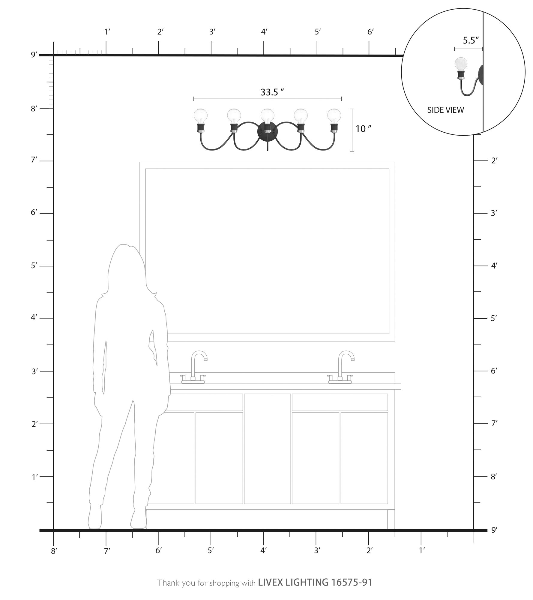 Lansdale 5 Light Brushed Nickel Large Vanity Sconce