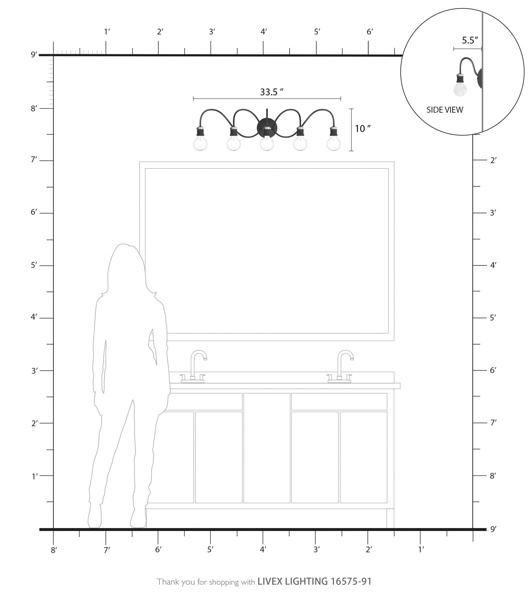 Lansdale 5 Light Brushed Nickel Large Vanity Sconce