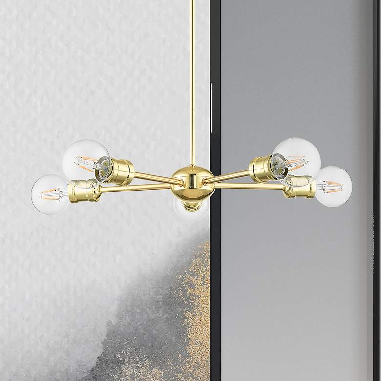 Image 1 Lansdale 5 Light Polished Brass Chandelier