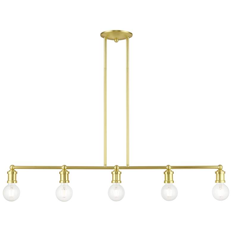 Image 1 Lansdale 5 Light Satin Brass Large Linear Chandelier
