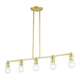 Image5 of Lansdale 5 Light Satin Brass Large Linear Chandelier more views