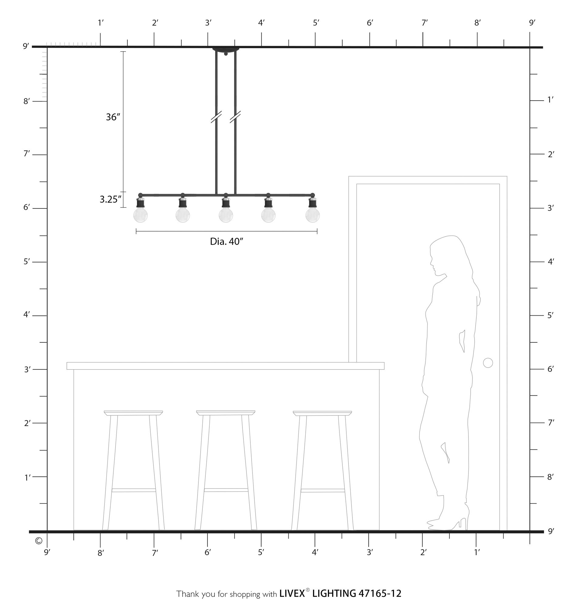 Lansdale 5 Light Satin Brass Large Linear Chandelier