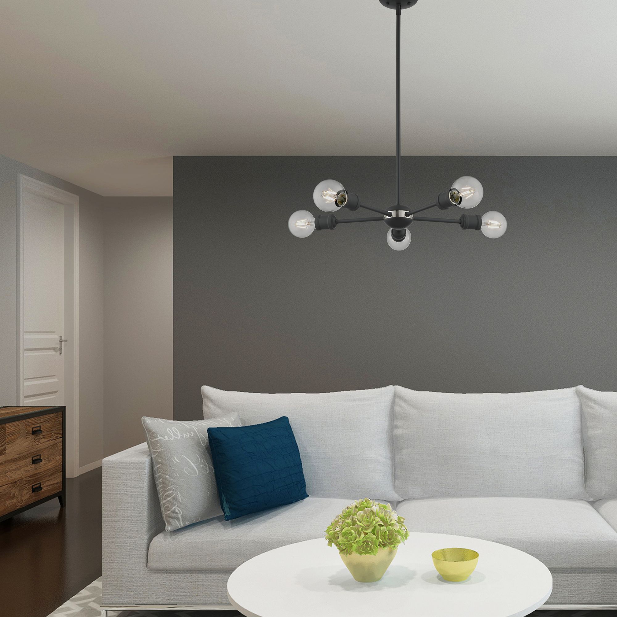 Lansdale 5 Light Scandinavian Gray Chandelier