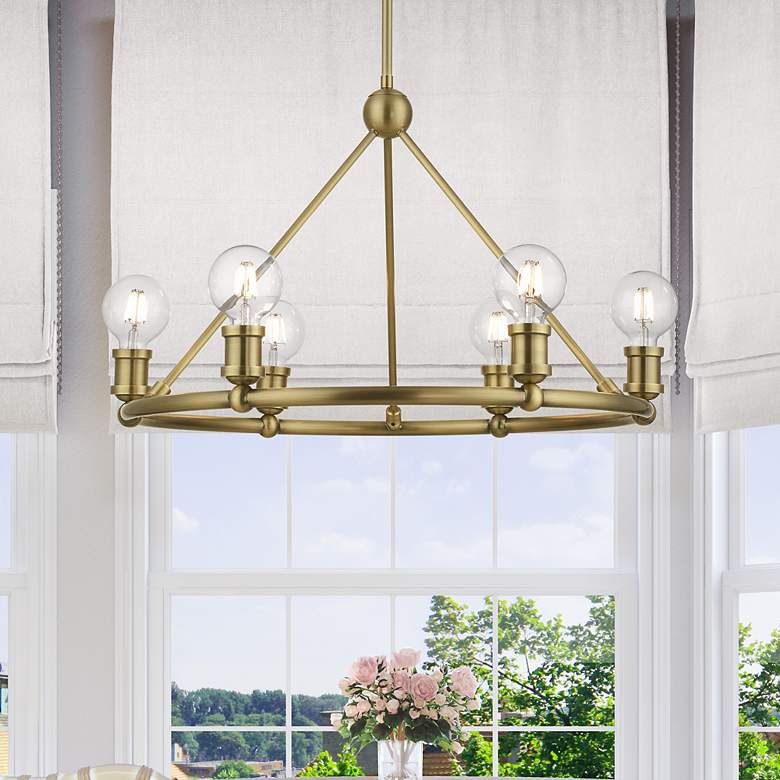 Image 1 Lansdale 6 Light Antique Brass Chandelier