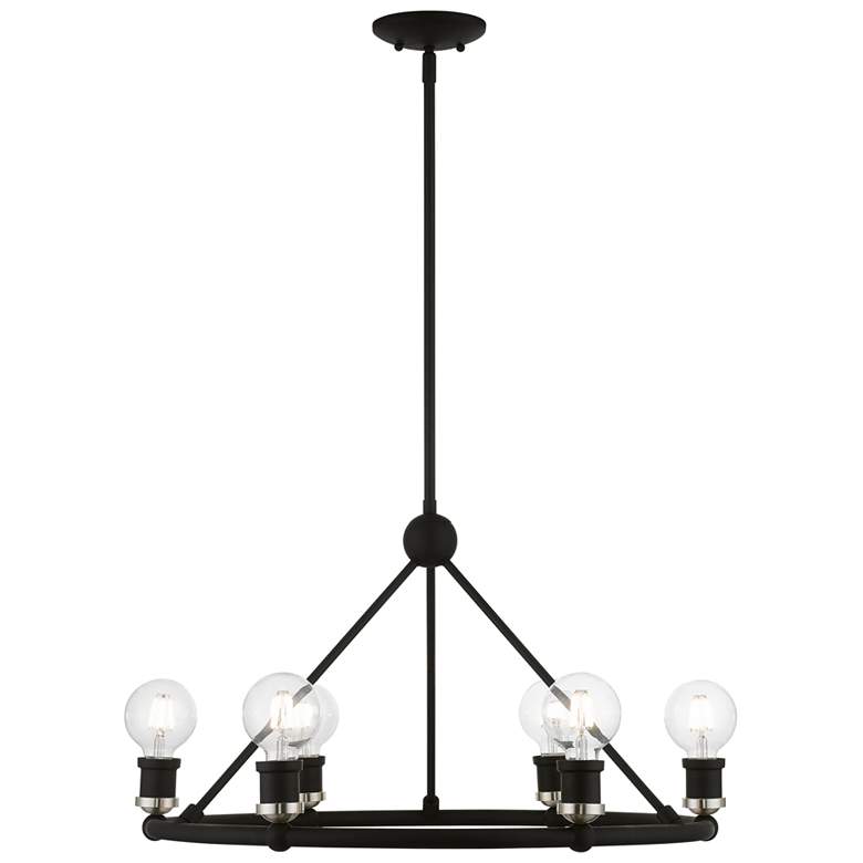 Image 1 Lansdale 6 Light Black Chandelier with Brushed Nickel Accents
