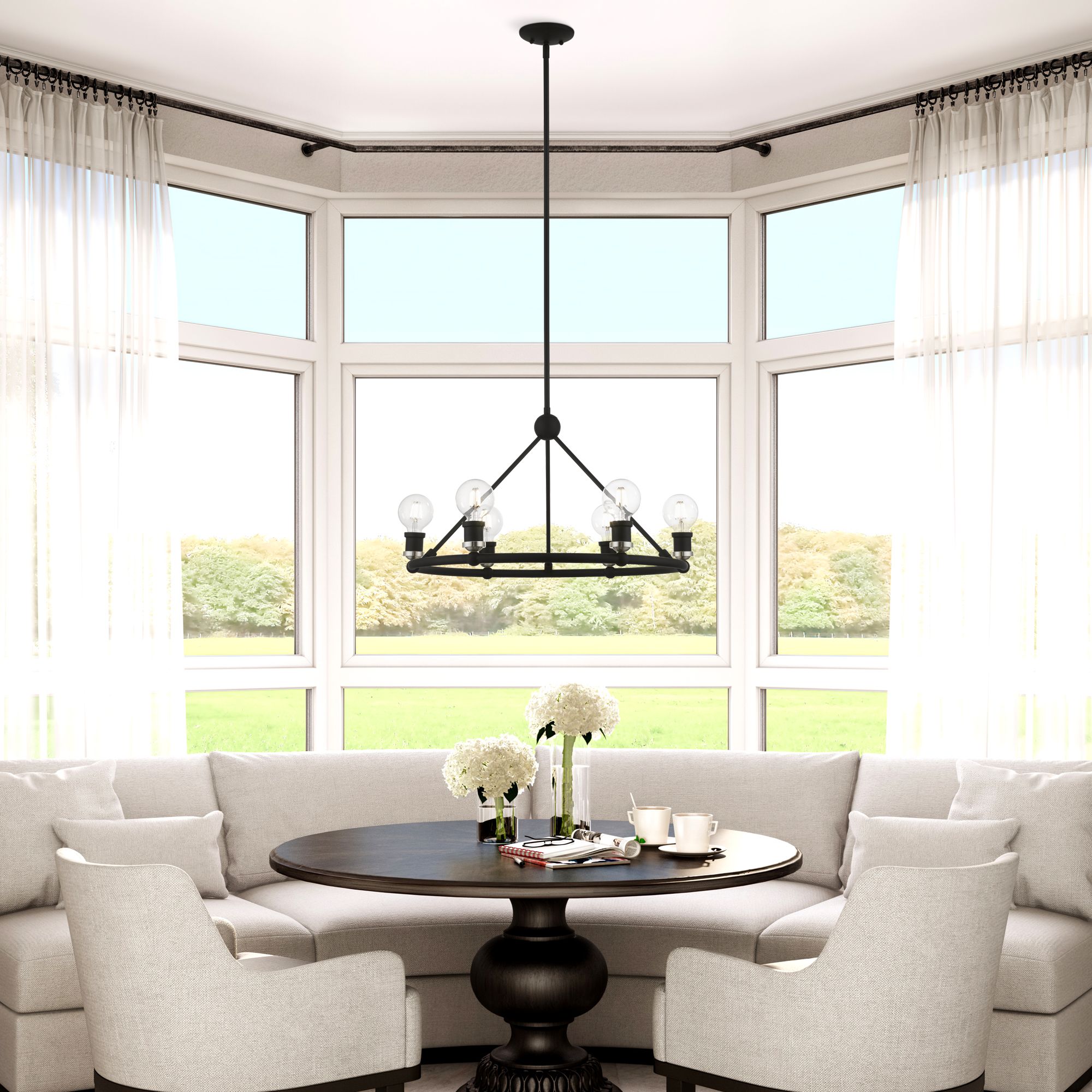 Lansdale 6 Light Black Chandelier with Brushed Nickel Accents