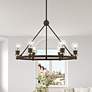 1_Lansdale 6 Light Bronze Chandelier with Antique Brass Accents