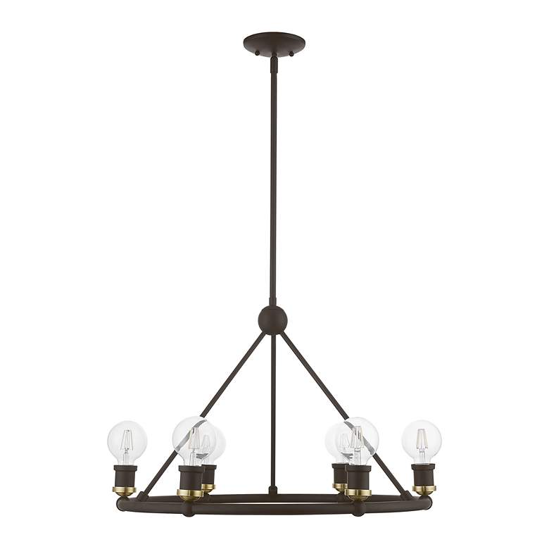 Image 3 Lansdale 6 Light Bronze Chandelier with Antique Brass Accents more views
