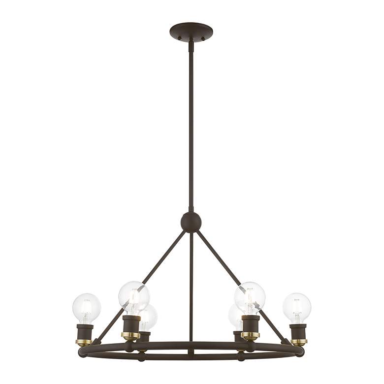 Image 4 Lansdale 6 Light Bronze Chandelier with Antique Brass Accents more views