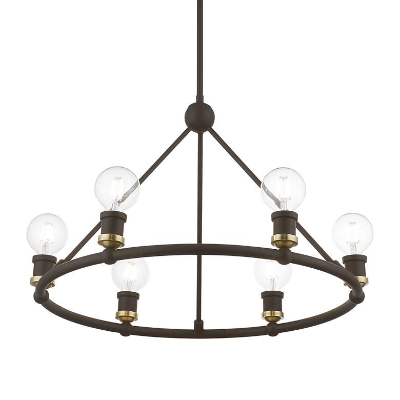 Image 6 Lansdale 6 Light Bronze Chandelier with Antique Brass Accents more views