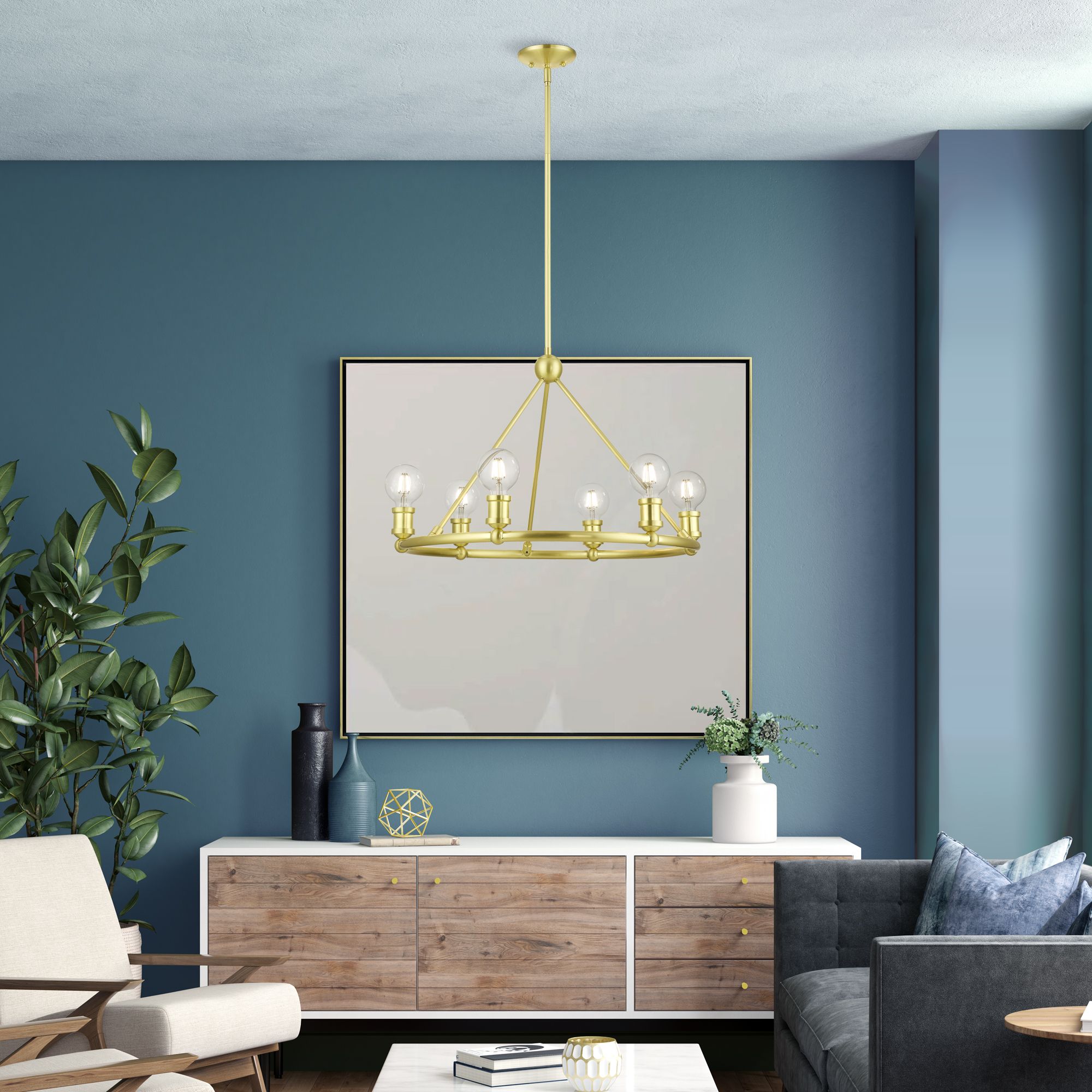 Lansdale 6 Light Satin Brass Chandelier
