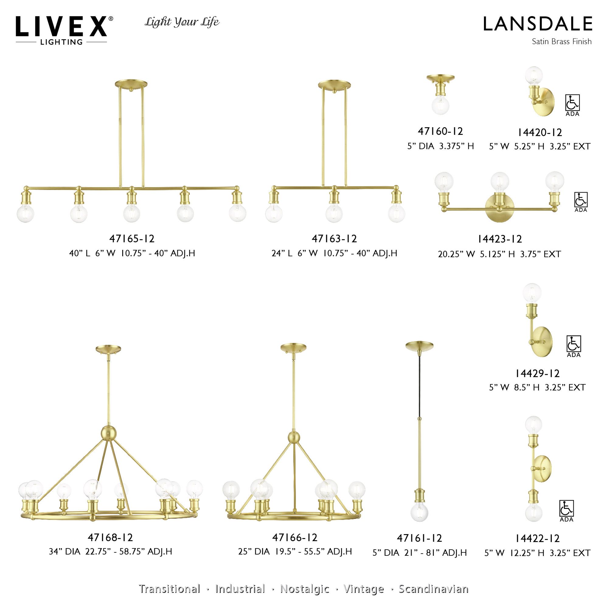 Lansdale 6 Light Satin Brass Chandelier