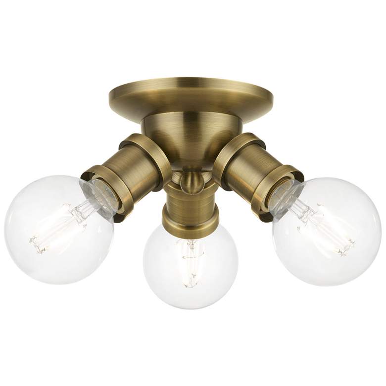 Image 2 Lansdale 7" Wide Antique Brass 3-Light Ceiling Light