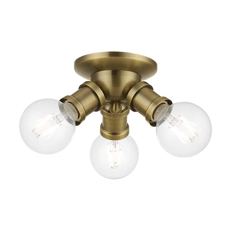 Image 4 Lansdale 7" Wide Antique Brass 3-Light Ceiling Light more views
