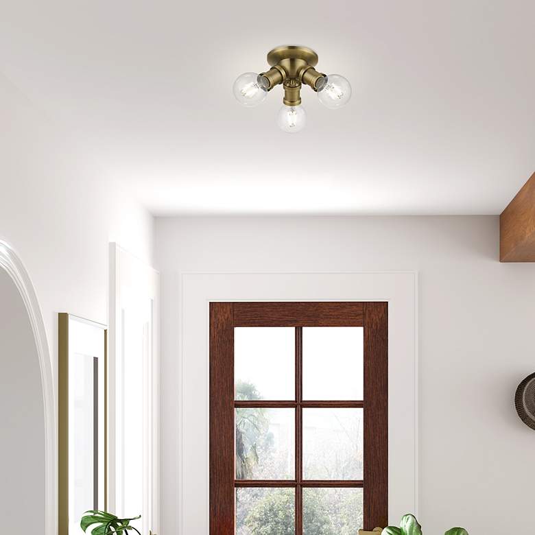 Image 7 Lansdale 7" Wide Antique Brass 3-Light Ceiling Light more views