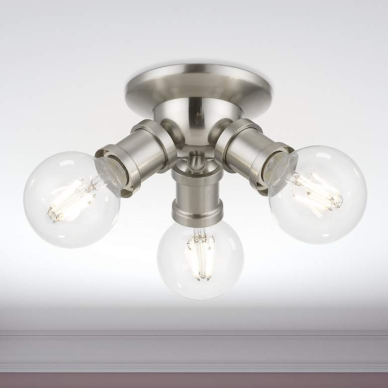 Image 1 Lansdale 7" Wide Brushed Nickel 3-Light Ceiling Light