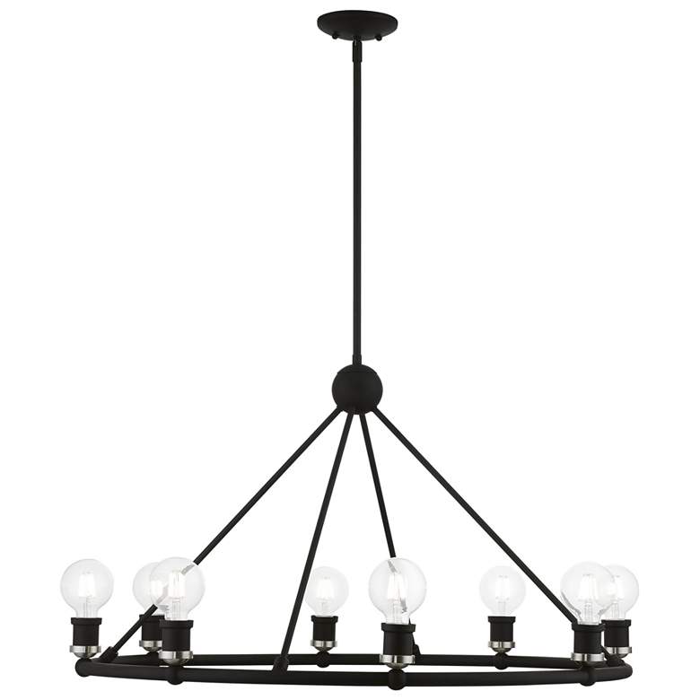 Image 1 Lansdale 8 Light Black Accents Chandelier with Brushed Nickel