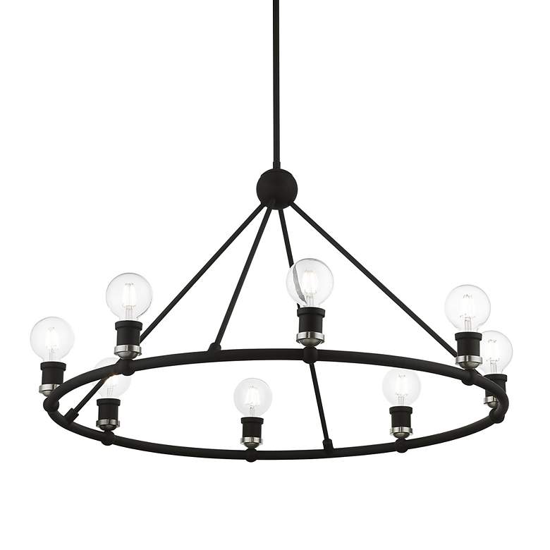Image 6 Lansdale 8 Light Black Accents Chandelier with Brushed Nickel more views