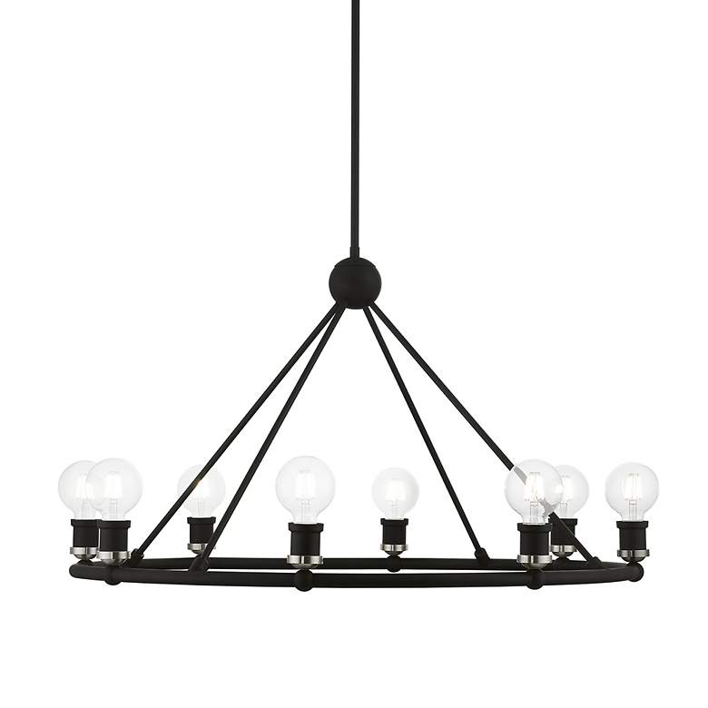 Image 7 Lansdale 8 Light Black Accents Chandelier with Brushed Nickel more views