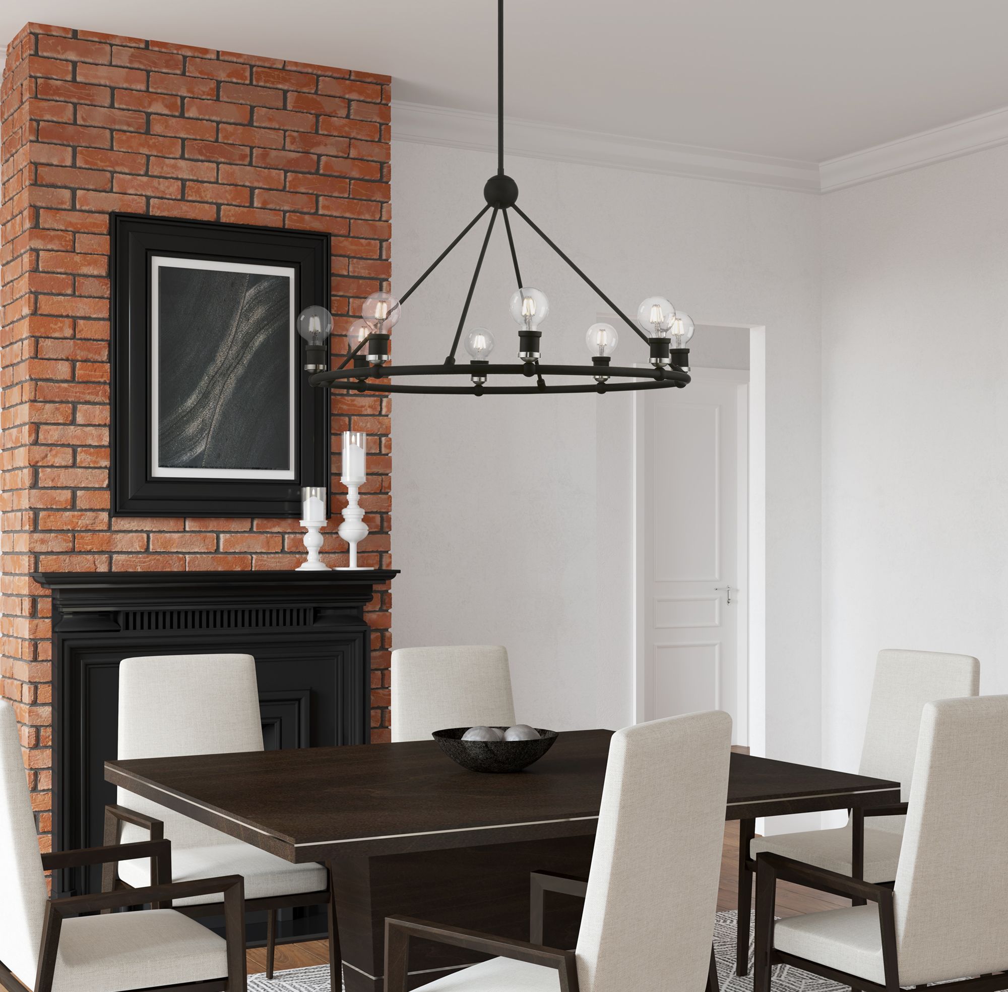 Lansdale 8 Light Black Accents Chandelier with Brushed Nickel