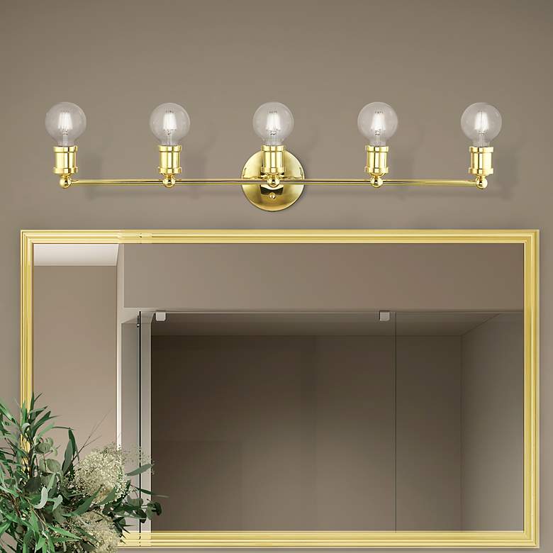 Image 1 Lansdale Polished Brass 5 Light ADA Large Vanity Sconce