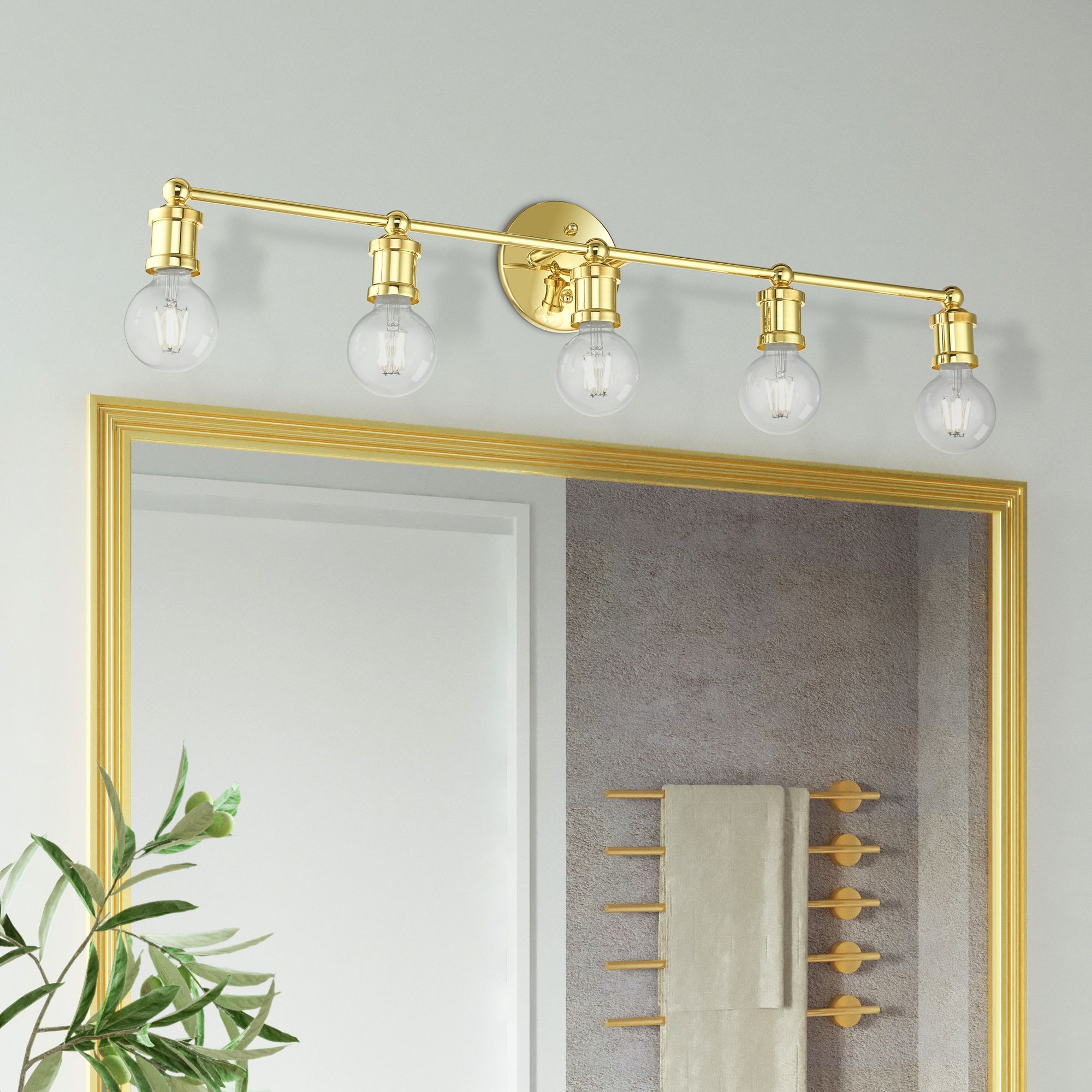Lansdale Polished Brass 5 Light ADA Large Vanity Sconce