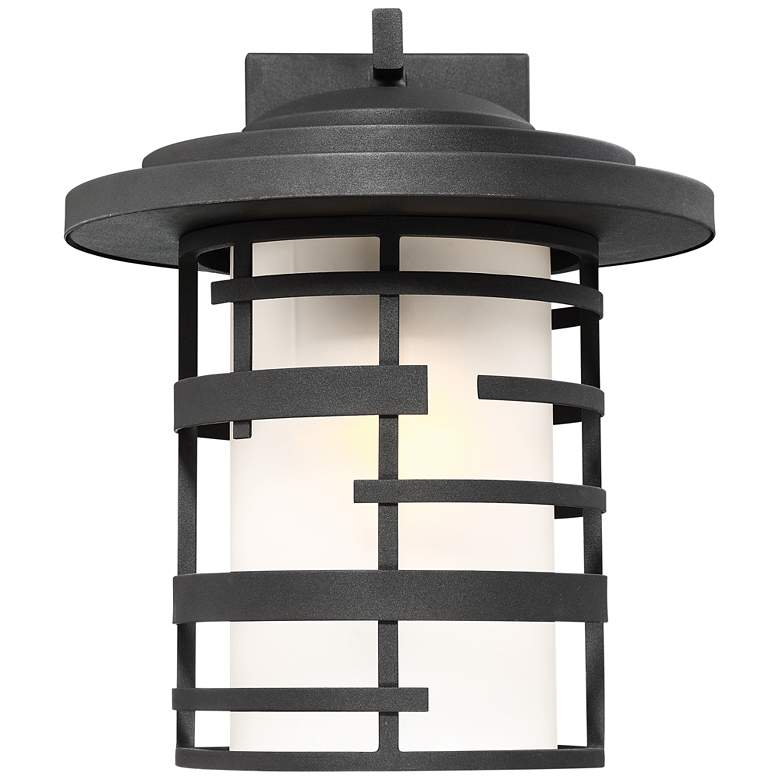 Image 1 Lansing; 1 Light; 14 in.; Outdoor Wall Lantern with Etched Glass