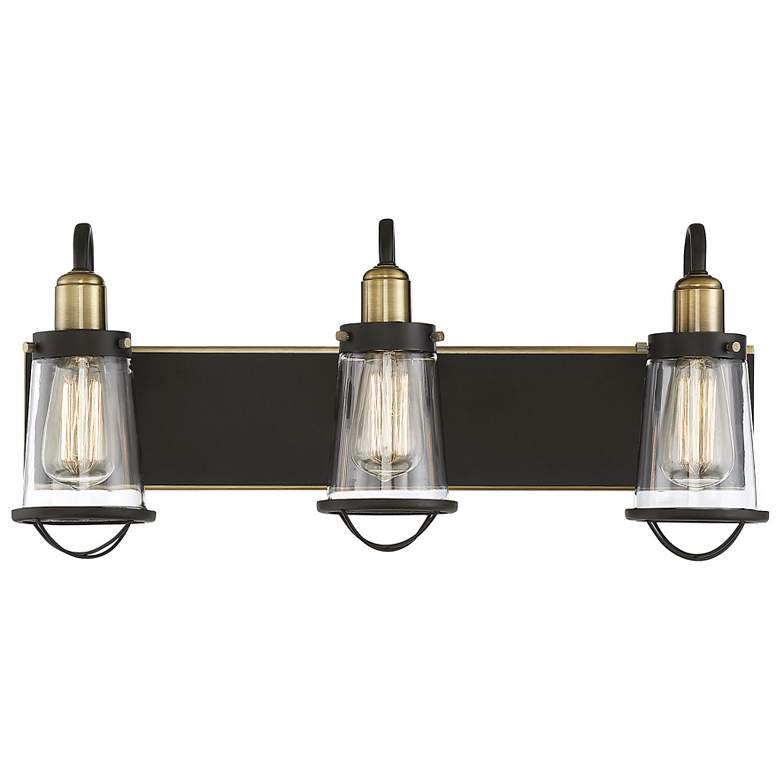 Image 1 Lansing 24" Wide English Bronze and Brass 3-Light Bath Light