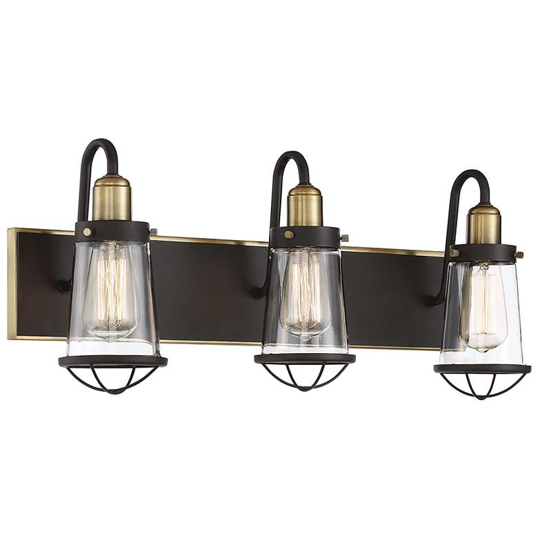 Image 3 Lansing 24" Wide English Bronze and Brass 3-Light Bath Light more views