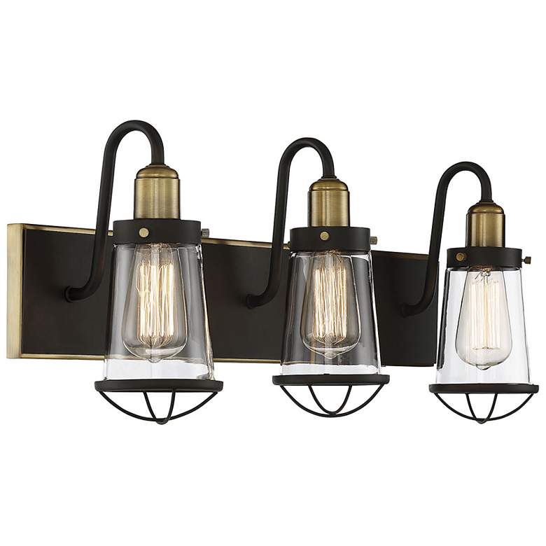 Image 4 Lansing 24" Wide English Bronze and Brass 3-Light Bath Light more views