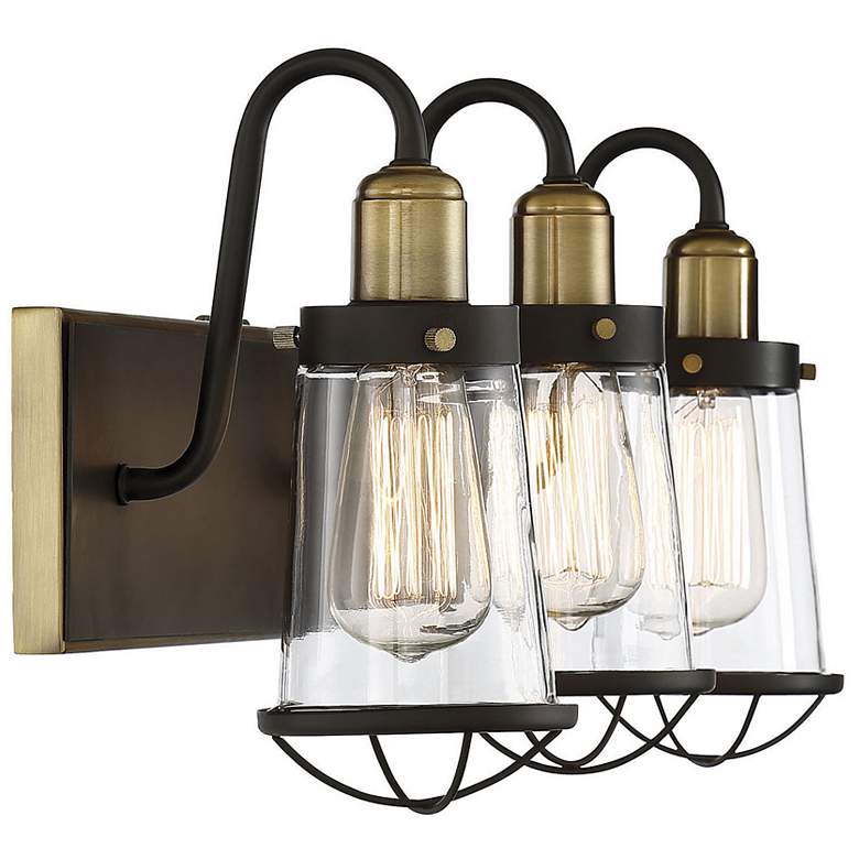 Image 5 Lansing 24" Wide English Bronze and Brass 3-Light Bath Light more views
