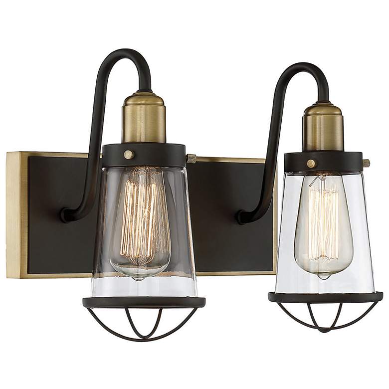 Image 4 Lansing 2-Light Bathroom Vanity Light in English Bronze and Warm Brass more views