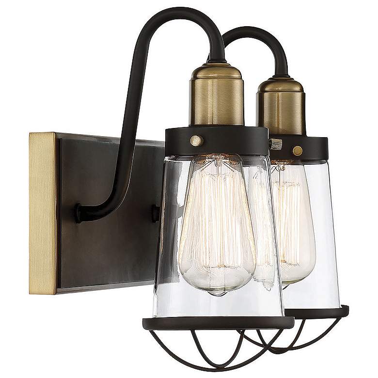 Image 5 Lansing 2-Light Bathroom Vanity Light in English Bronze and Warm Brass more views
