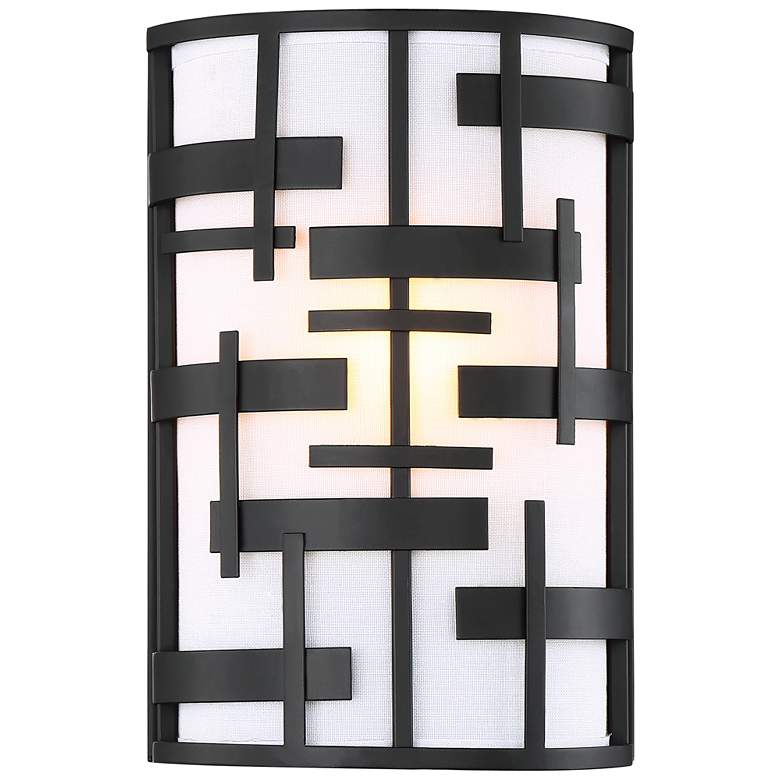 Image 1 Lansing; 2 Light; Wall Sconce with White Fabric Shade
