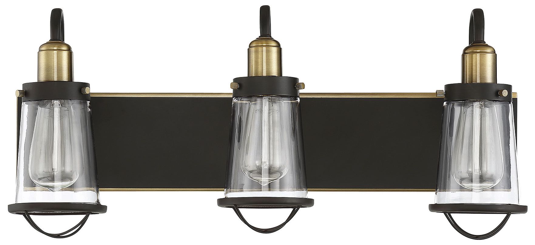 Image 2 Lansing 3-Light Bathroom Vanity Light in English Bronze and Warm Brass more views